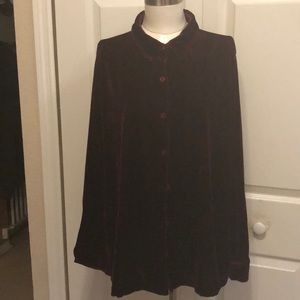 EUC DEEP RED VELVETEEN BLOUSE XL